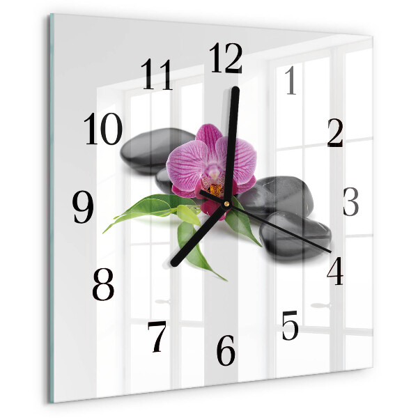 Wanduhr aus glas Orchidee