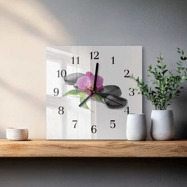 Wanduhr aus glas Orchidee