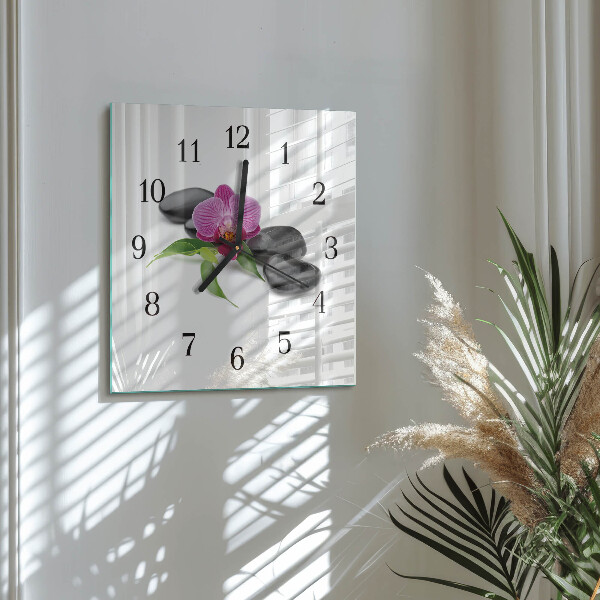 Wanduhr aus glas Orchidee