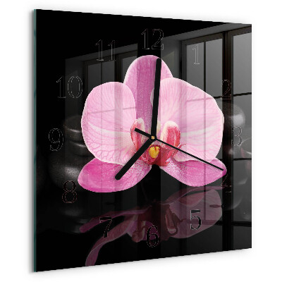 Wanduhr aus glas Orchidee