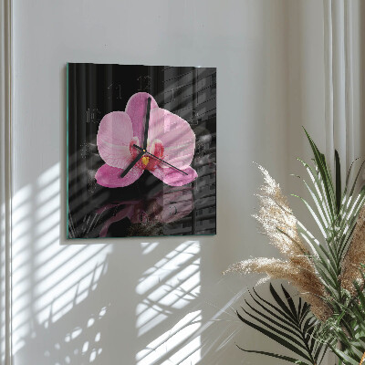 Wanduhr aus glas Orchidee