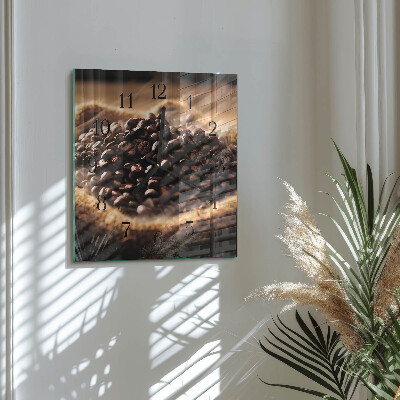 Wanduhr aus glas Kaffeebohnen