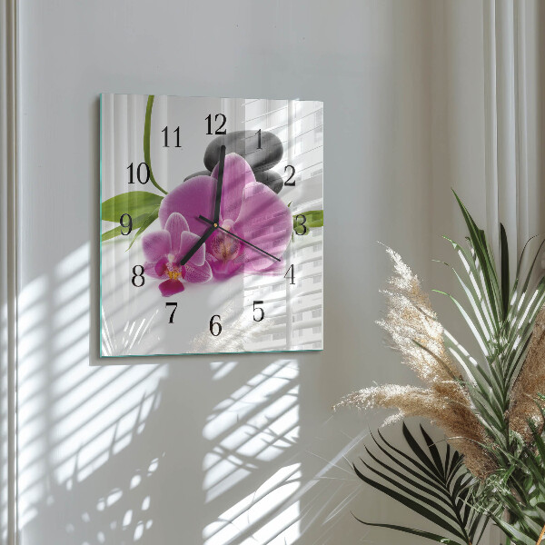Wanduhr aus glas Orchidee