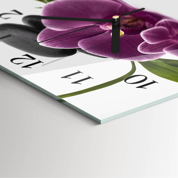 Wanduhr aus glas Orchidee