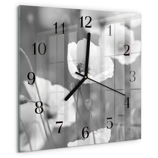 Wanduhr aus glas Mohnblumen