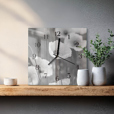 Wanduhr aus glas Mohnblumen