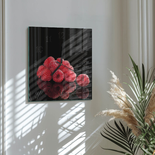 Wanduhr aus glas Himbeeren