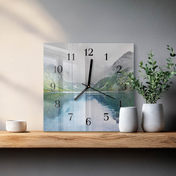 Wanduhr aus glas Bergsee