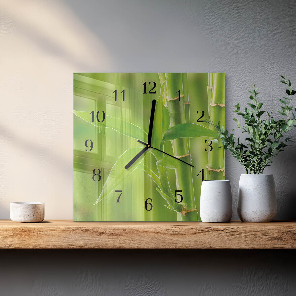 Wanduhr aus glas Bambuspflanze