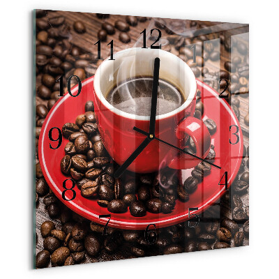 Wanduhr aus glas Tasse Kaffee