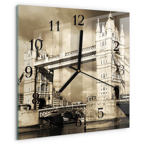 Wanduhr aus glas London Bridge Sepia