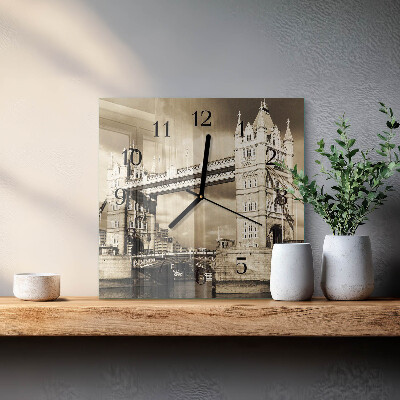 Wanduhr aus glas London Bridge Sepia