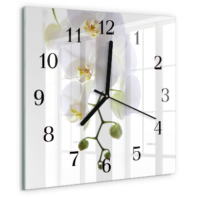 Wanduhr aus glas Orchidee