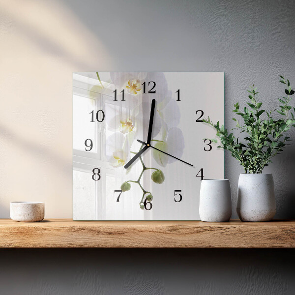 Wanduhr aus glas Orchidee
