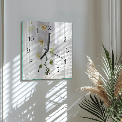 Wanduhr aus glas Orchidee