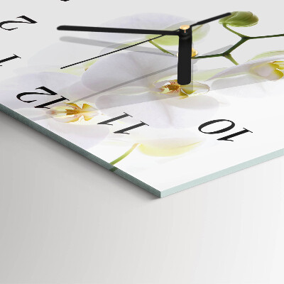 Wanduhr aus glas Orchidee