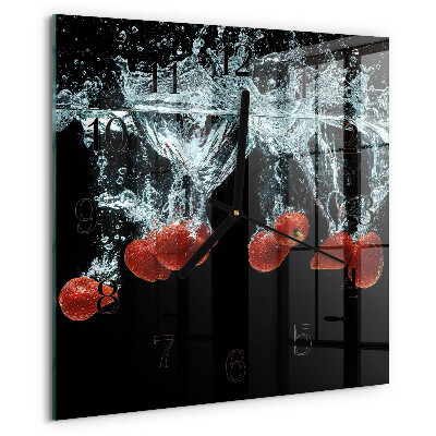 Wanduhr aus glas Erdbeeren