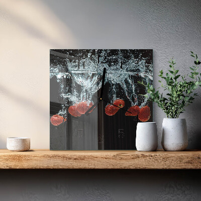 Wanduhr aus glas Erdbeeren