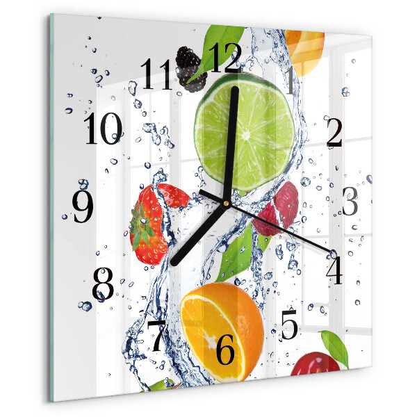 Wanduhr aus glas Früchte Zitrone
