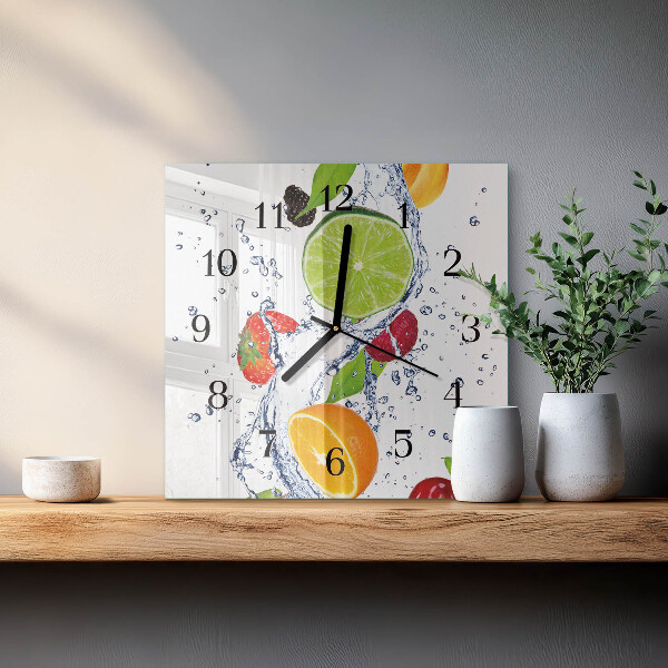 Wanduhr aus glas Früchte Zitrone