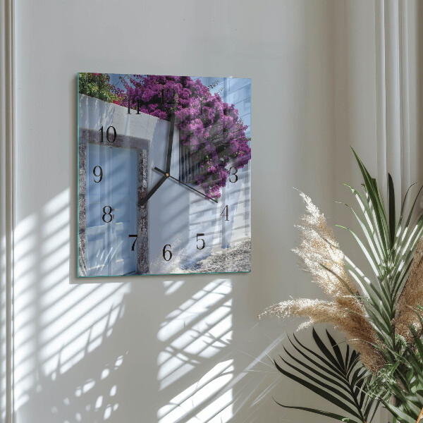 Wanduhr aus glas Blumen für Zuhause