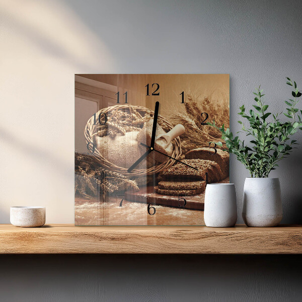 Wanduhr aus glas Brot