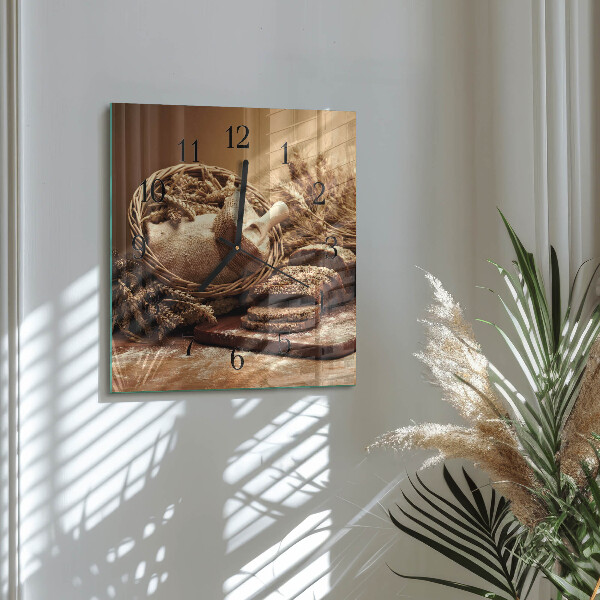 Wanduhr aus glas Brot