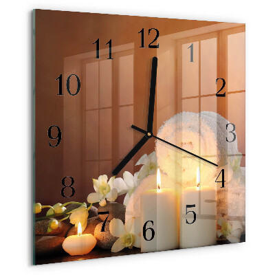 Wanduhr aus glas Spa-Kerzen