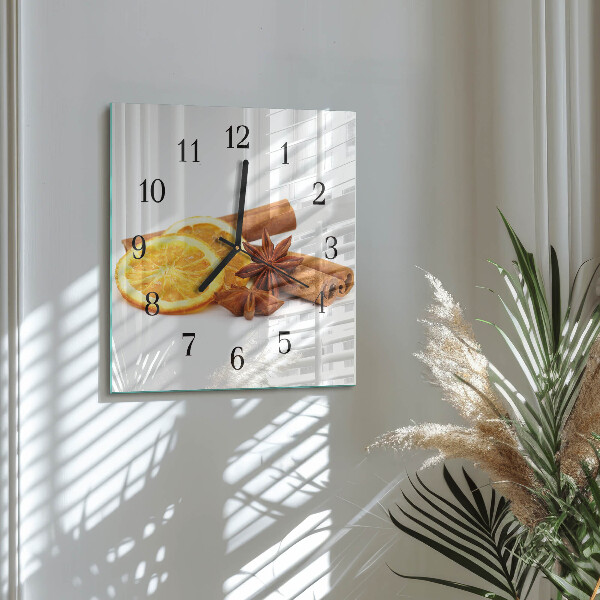 Wanduhr aus glas Vanille mit Zitrone