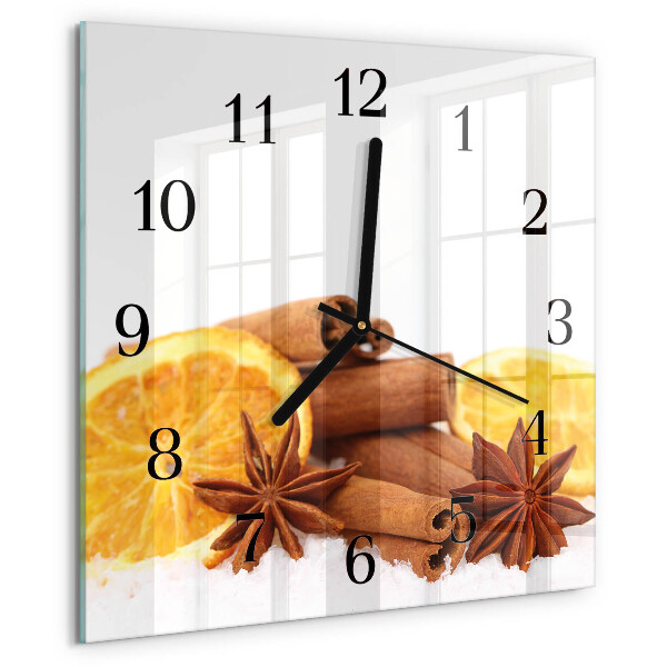 Wanduhr aus glas Vanille mit Zitrone