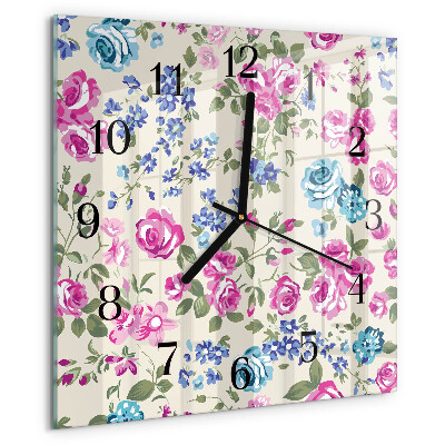 Wanduhr aus glas Rosen