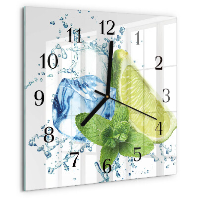 Wanduhr aus glas Limette und Minze