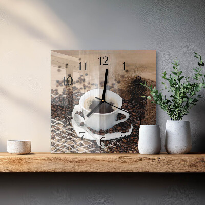 Wanduhr aus glas Tasse Kaffee