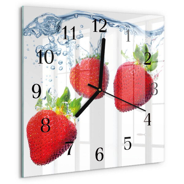 Wanduhr aus glas Erdbeeren