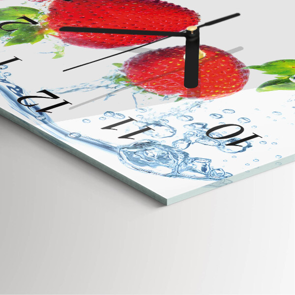 Wanduhr aus glas Erdbeeren