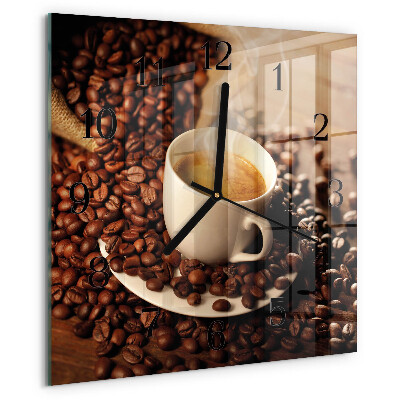 Wanduhr aus glas Tasse Kaffee
