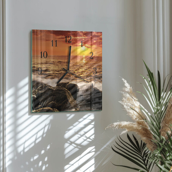 Wanduhr aus glas Sonnenuntergang
