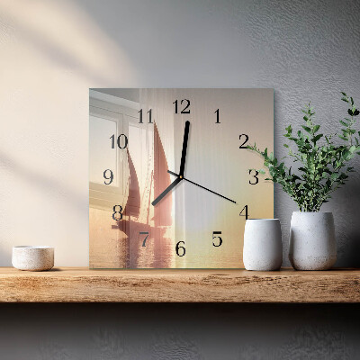 Wanduhr aus glas Segelboot