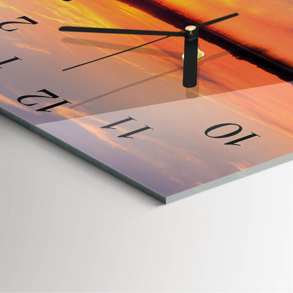 Wanduhr aus glas Sonnenuntergang