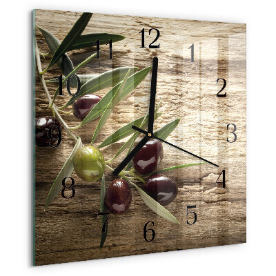 Wanduhr aus glas Oliven