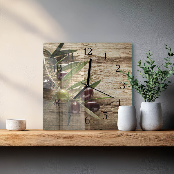 Wanduhr aus glas Oliven