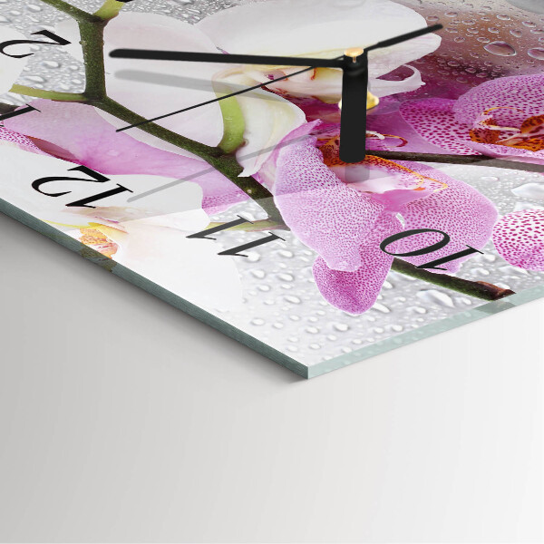 Wanduhr aus glas Orchidee
