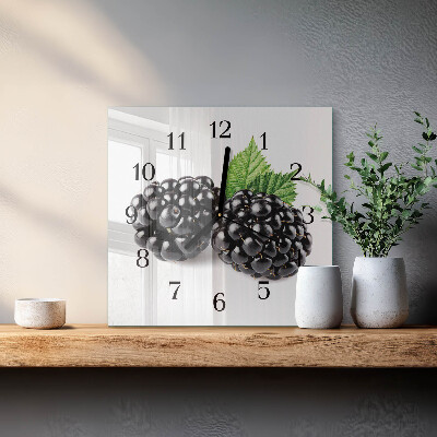 Wanduhr aus glas Brombeeren