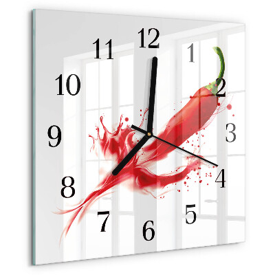 Wanduhr aus glas Chili-Pfeffer