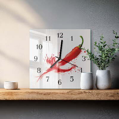 Wanduhr aus glas Chili-Pfeffer