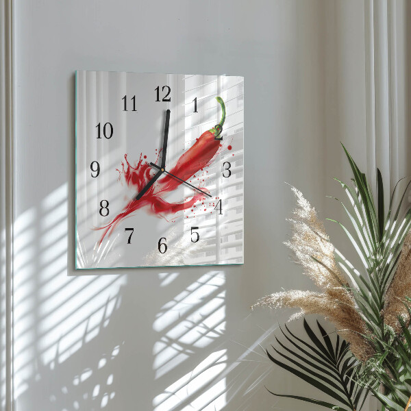 Wanduhr aus glas Chili-Pfeffer