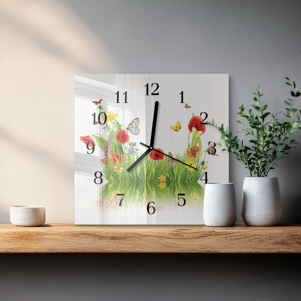 Wanduhr aus glas Wiese