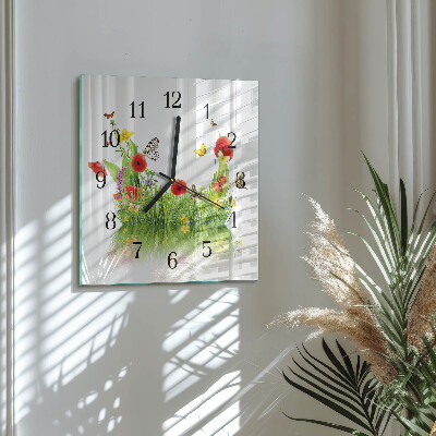 Wanduhr aus glas Wiese