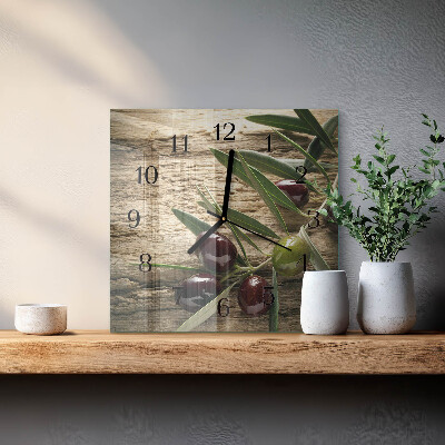Wanduhr aus glas Oliven