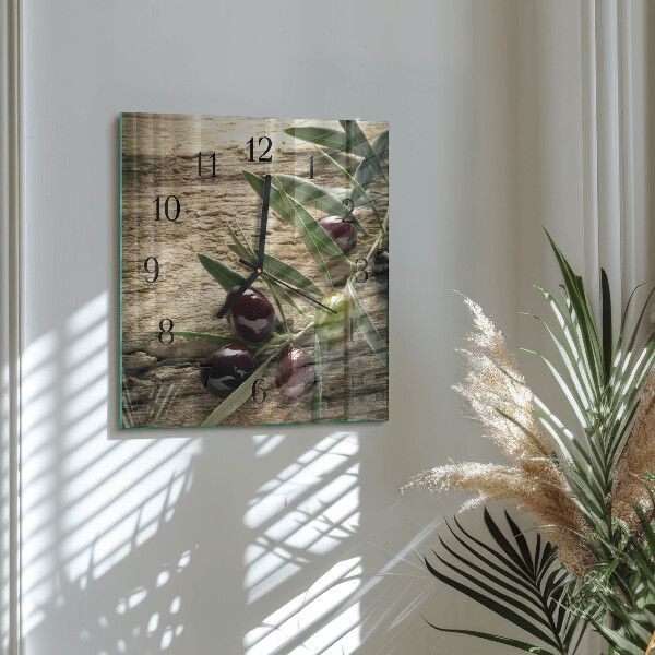 Wanduhr aus glas Oliven